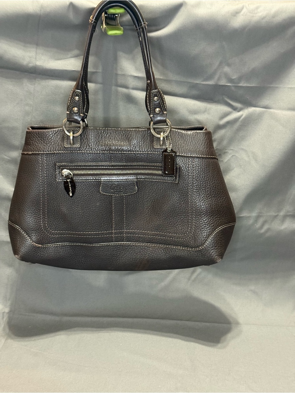 Coach Pebbled Leather Shoulder Tote in Black